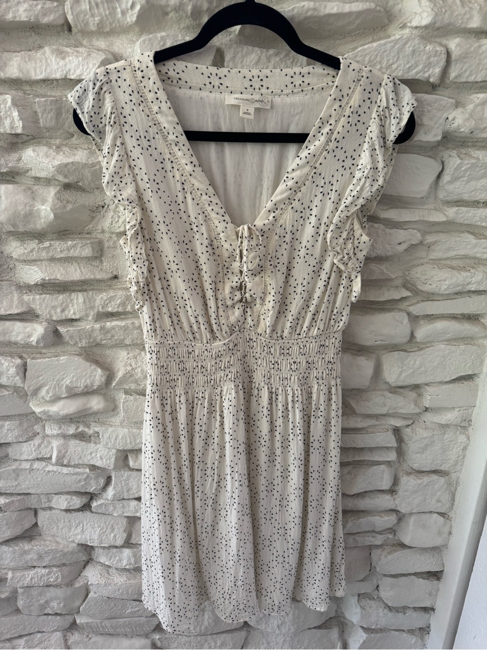 Treasure & Bond Lace-Up Smocked Waist Minidress